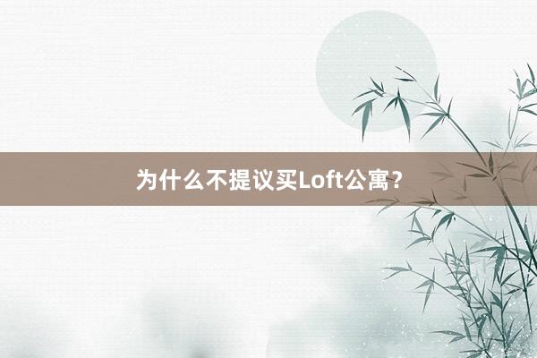 为什么不提议买Loft公寓？